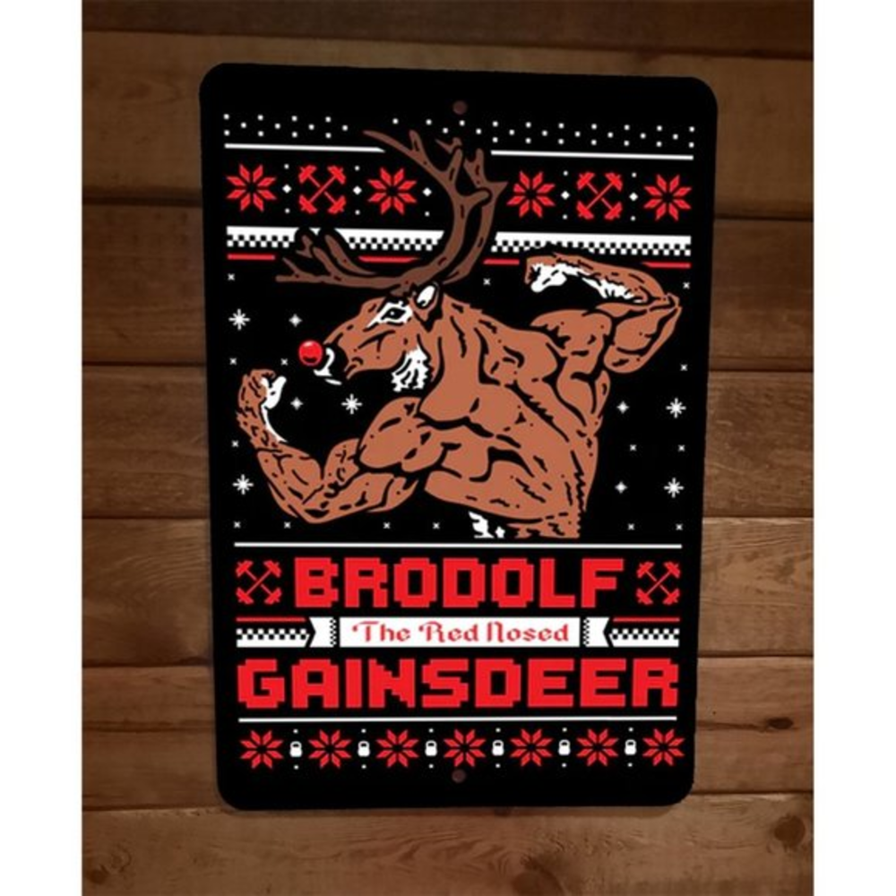 Rudolph Brodolph the Red Noised Gainsdeer 8x12 Metal Wall Sign Christmas Xmas